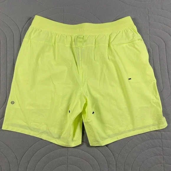 Lululemon Men Shorts XL License To Train Neon Yellow Mid Rise Athleisure Running - Picture 10 of 14